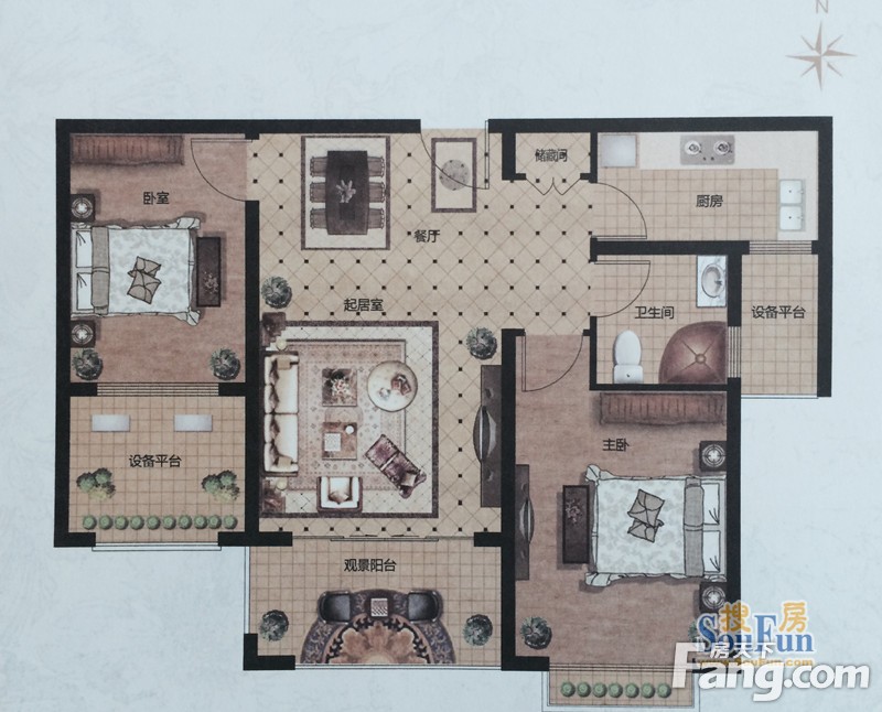 鲁班·华嬉庄园1号楼1单元4层402 3室2厅1卫1厨